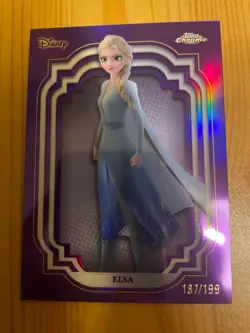 Topps Disney Chrome 2024 Elsa Frozen purple refractor card Numbered /199 - Image 1