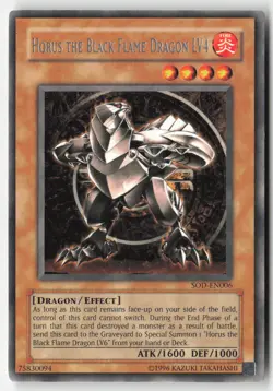 Yugioh - Horus The Black Flame Dragon LV4 SOD-EN006 Unlimited - Soul of the Duel - Image 1