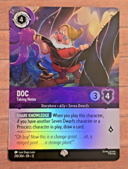 Disney Lorcana - Doc - Taking Notes (Epic) 210/204 Wilds Unknown Holo Nm - Image 1