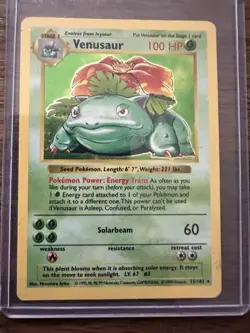 Pokemon TCG Base Set Venusaur 15/102 Rare Holo Unlimited 1999 100 HP - Image 2