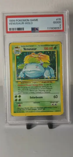 Pokemon TCG Venusaur 15/102 Base Set (Unlimited) Holo Rare - PSA 2 - Image 1