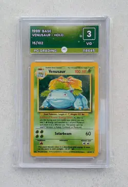 1999 Pokemon TCG Venusaur Base Set 15/102 Holo Unlimited Holo Rare - Graded 3 PG - Image 1