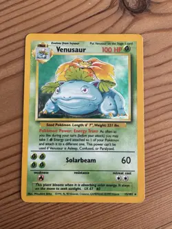 Pokemon TCG Venusaur Base Set Holo Unlimited Rare Card 15/102 MP Condition - Image 1