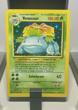 1999 Pokemon TCG Venusaur Base Set Vintage Holo Unlimited Rare Card 15/102 LP - Image 1