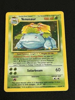Pokemon TCG Venusaur 15/102 Rare Holo, Base Set, Unlimited - CLEAN Front, LP/MP - Image 5