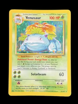 Pokemon TCG Venusaur 15/102 Base Set Holo Rare Unlimited WOTC Vintage - Image 1