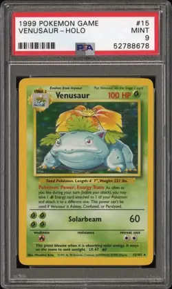 Pokemon TCG Venusaur Base Set 1999 Holo Unlimited Rare 15/102 PSA 9 - Image 1