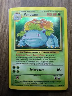 Pokemon TCG 99 Venusaur 15/102 Base Set Holo Unlimited Rare Vintage MP - Image 1