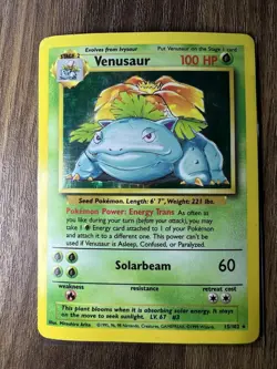 Pokemon TCG 99 Venusaur 15/102 Base Set Holo Unlimited Rare Vintage MP - Image 3