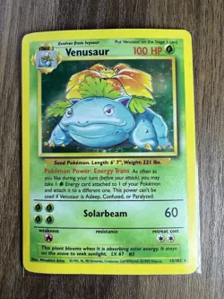 Pokemon TCG 99 Venusaur 15/102 Base Set Holo Unlimited Rare Vintage MP - Image 4