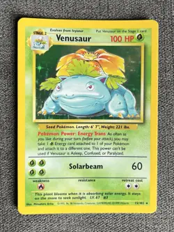 🍃 Pokemon TCG Venusaur Base Set 15/102 Holo Unlimited Holo Rare NM 🍃 - Image 1