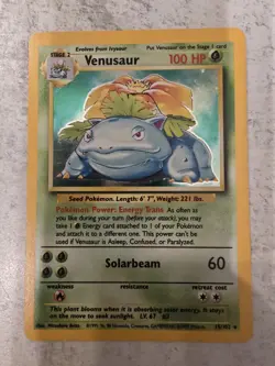 Pokemon TCG Venusaur 15/102 Base Set Unlimited Holo Rare Near Mint - Image 1