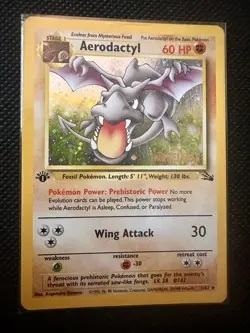 Aerodactyl 1st Edition 1/62 Fossil Pokemon TCG prerelease, Holo Rare, & non holo - Image 2
