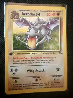 Aerodactyl 1st Edition 1/62 Fossil Pokemon TCG prerelease, Holo Rare, & non holo - Image 5