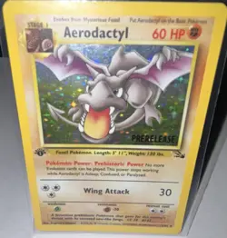 Vintage Pokemon TCG Aerodactyl 1/62 1st Edition Prerelease Holo Fossil WOTC Rare - Image 1