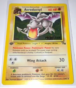 Vintage Pokemon TCG Aerodactyl 1/62 1st Edition Prerelease Holo Fossil WOTC Rare - Image 2