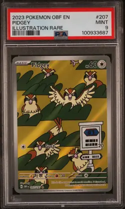 2023 POKEMON OBF EN-OBSIDIAN FLAMES #207 PIDGEY ILLUSTRATION RARE PSA 9 - Image 1