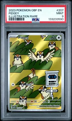 2023 Pokemon Obf En-Obsidian Flames #207 Pidgey Illustration Rare PSA 9 - Image 1