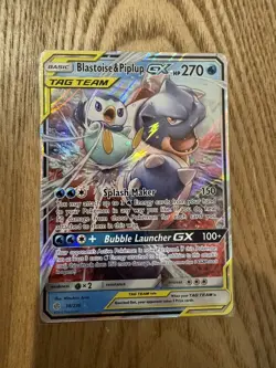 Pokemon TCG Blastoise & Piplup Tag Team GX Cosmic Eclipse 38/236 Holo Ultra Rare - Image 1