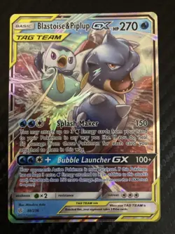 Pokemon TCG Blastoise & Piplup Tag Team GX Cosmic Eclipse 38/236 NM - Image 1