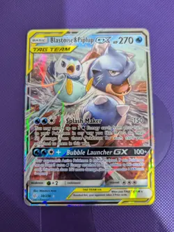 Pokemon TCG Blastoise & Piplup Tag Team GX Cosmic Eclipse 38/236 Holo Ultra Rare - Image 1