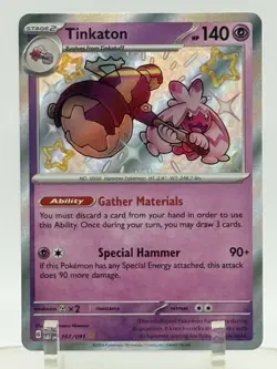 Pokemon Card Tinkaton 167/091 Paldean Fates Baby Shiny Rare Near Mint - Image 1