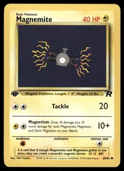 Pokemon Cards Magnemite 60/82 1st Edition Team Rocket WOTC Common NM - Image 1