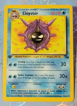 Cloyster 32/62 1st Edition Fossil Pokemon Card LP - Image 1