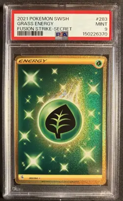 Pokemon PSA 9 Grass Energy Fusion Strike Secret Rare Holo Energy Card 283/264 - Image 1