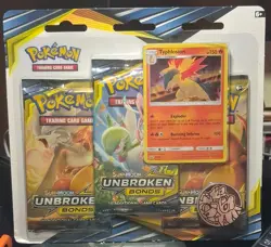 Pokemon TCG Sun & Moon Unbroken Bonds 3-Pack Blister 10 Cards/Pack Typhlosion - Image 1