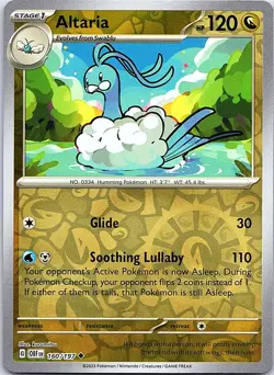 Altaria Obsidian Flames 160/197 Uncommon Pokemon Reverse Holo NM Pokemon Card - Image 1