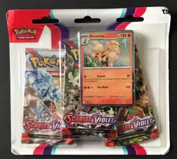 Arcanine Scarlet & Violet Base Triple Blister Pokemon Cards 3 X Booster Pack NEW - Image 1