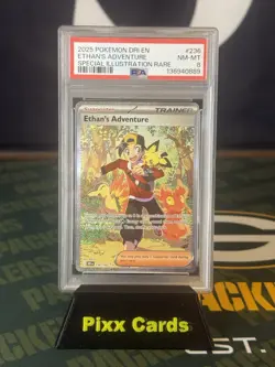 Pokemon TCG Ethan's Adventure Full Art Trainer Card PSA Graded 8 - Image 1