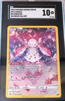 Diancie Full Art RARE Pokemon Card SGC 10 GEM MINT Crown Zenith GG13/GG70 (2023) - Image 2