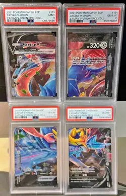 2021 Pokemon Card Zacian V-Union SWSH BSP PSA 10 (3) And 9 Sequential Set - Image 1