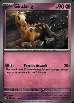 GIRAFARIG 066/162 Pokemon Card Temporal Forces Near Mint - Image 1