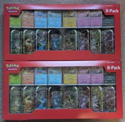 2-pack Pokemon Prismatic Evolutions Costco 8 Mini Tins with promo cards Sealed - Image 1