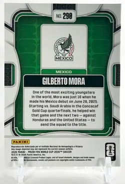 Gilberto Mora 2026 Panini Prizm FIFA World Cup RC BASE Card Rookie #290 Mexico - Image 2