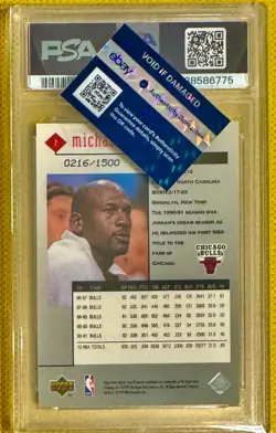 Michael Jordan 1998 Upper Deck Black Diamond Triple Diamond #7, /1500 PSA 9 MINT - Image 2