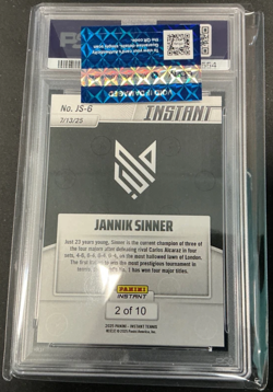 Jannik Sinner WATER /10 PSA 10 2025 Panini Instant Wimbledon SSP GEM MT - Image 2