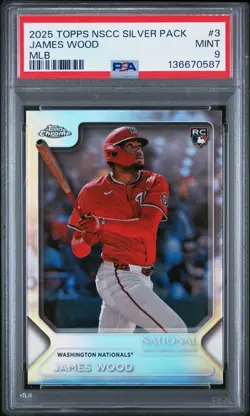 2025 Topps Chrome NSCC RC James Wood Refractor MLB-3 Nationals PSA 9 - Image 1