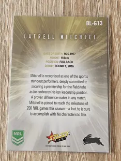 2026 Best and Less Gold Card BL-G13 Latrell Mitchell South Sydney Rabbitohs - Image 2