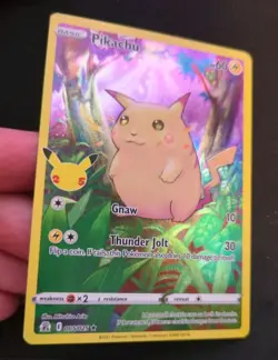 Pokemon Pikachu Full Art Holo Rare 005/025 Celebrations Gnaw Thunder Jolt - Image 3