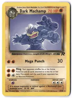 Pokemon Card - Dark Machamp 27/82 Unlimited Non Holo Rare - Team Rocket - MP - Image 1