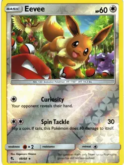 Eevee 48/68 Holo Rare Hidden Fates Pokemon Reverse Holo Near Mint - Image 1