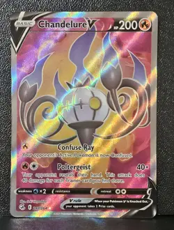 Chandelure V 247/264 Fusion Strike Full Art Ultra Rare Holo Pokemon TCG Card - Image 1