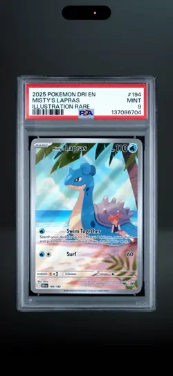 2025 POKEMON DRI EN-DESTINED RIVALS ILLUSTRATION RARE #194 MISTY'S LAPRAS PSA 9 - Image 1