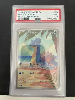 2025 POKEMON DRI EN-DESTINED RIVALS ILLUSTRATION RARE #194 MISTY'S LAPRAS PSA 9 - Image 1