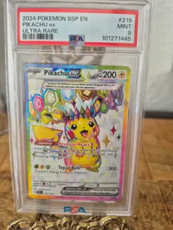 2024 Pokemon Ssp En-Surging Sparks #219 Pikachu Ex Ultra Rare PSA 9 - Image 2