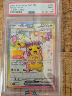 2024 Pokemon Ssp En-Surging Sparks #219 Pikachu Ex Ultra Rare PSA 9 - Image 4